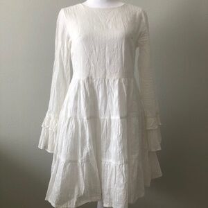 While Long Sleeve Dress